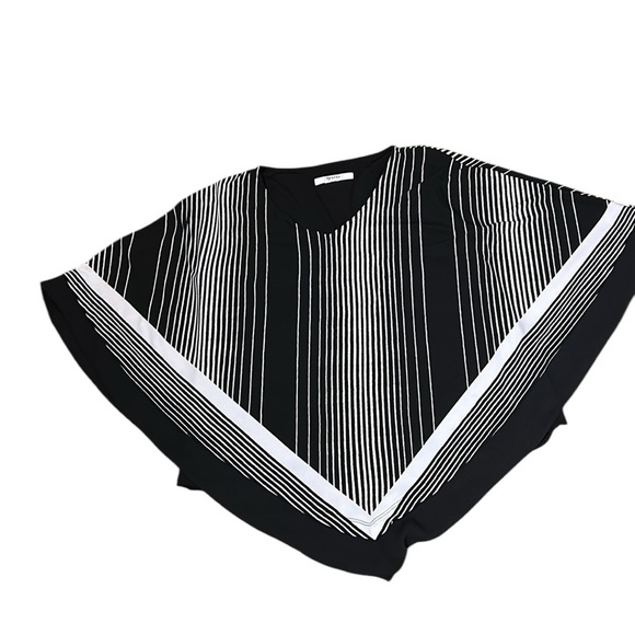 Cape,shawl,style blouse,attached tank underneath. Asymmetrical,striped,flare,OS - Picture 1 of 11